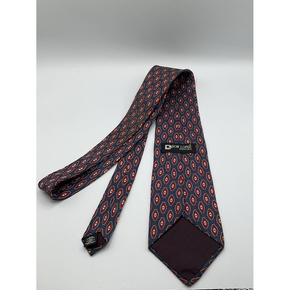 Vintage Don Loper of Beverly Hills Mens 100% Silk Tie Blue Red Retro Wide - Picture 3 of 4